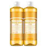 Dr. Bronner's, bouteilles savon liquide citrus 2-pack, offre une mousse riche et agréable.