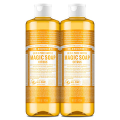 Dr. Bronner's, bouteilles savon liquide citrus 2-pack, offre une mousse riche et agréable.
