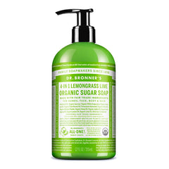 Dr. Bronner's Savon au sucre bio citronnelle en flacon, hydratant et polyvalent