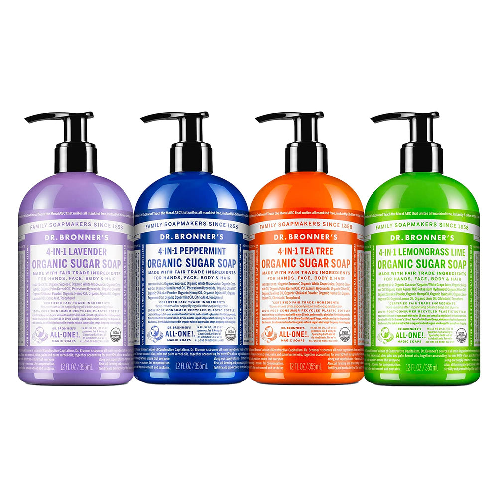 Dr. Bronner's Savon sucre bio lavande – bouteille et parfum apaisant, peau douce.