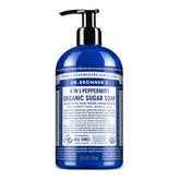 Dr. Bronner's Savon sucre menthe en bouteille 12 oz prêt pour mains et corps