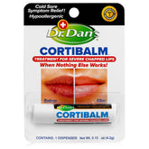 Dr. Dan’s Cortibalm emballage prêt à être glissé dans la poche, pratique.