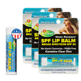 Dr. Dan's SPF 30 lip balm packaging highlights mineral-based protection and hydration.