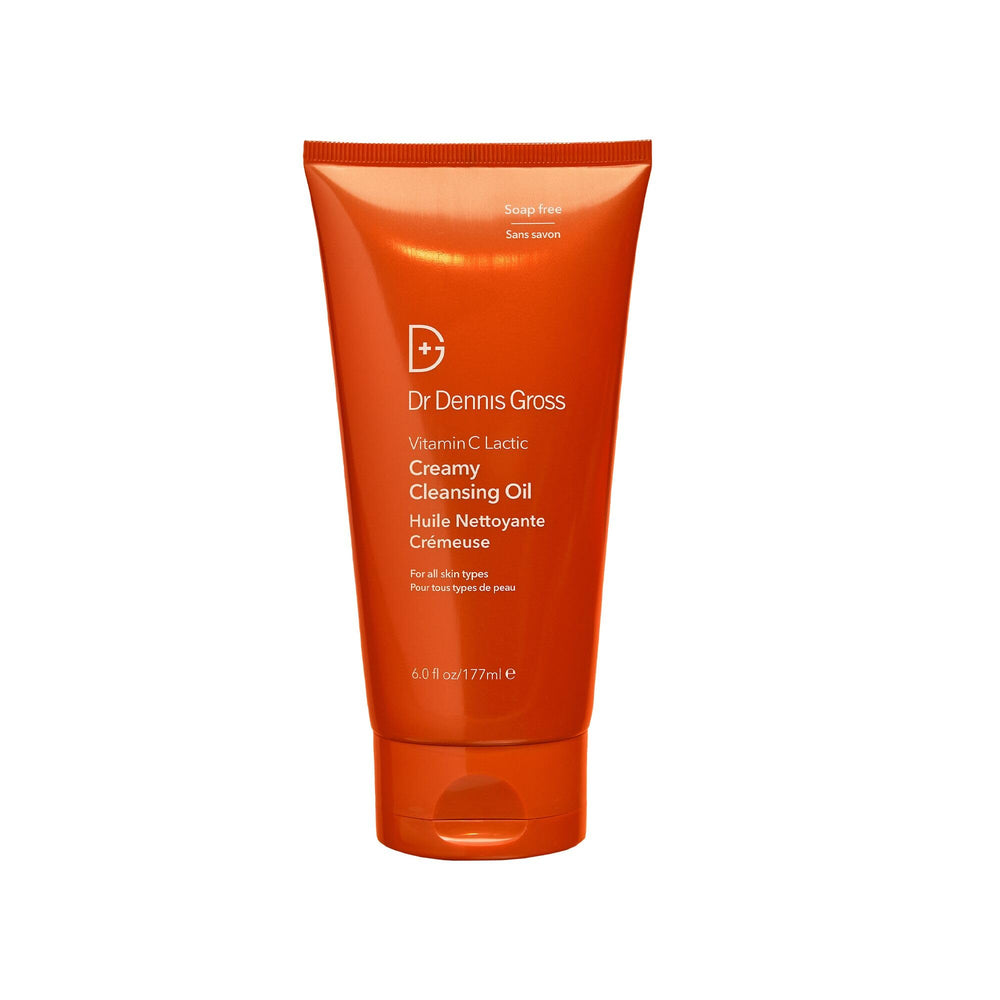 Dr Dennis Gross huile nettoyante crèmeuse en bouteille démaquille maquillage et SPF.