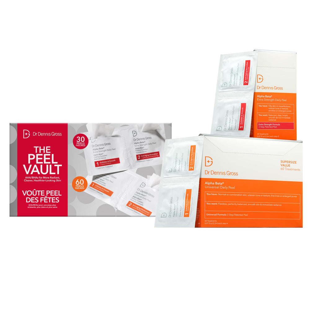 Dr Dennis Gross kit barillet gommage, ensemble luxueux pour exfolier la peau à domicile.