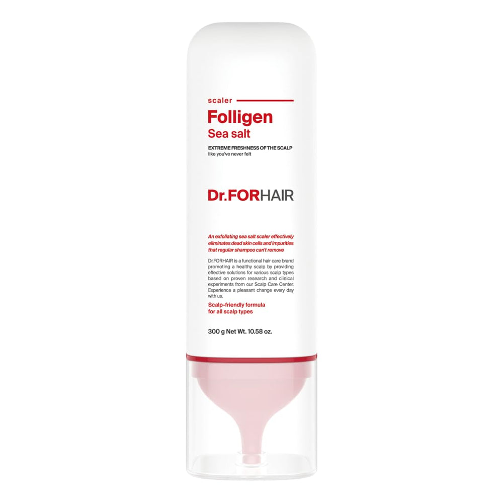 Dr.FORHAIR Folligen: bouteille du scaler au sel marin, exfolie le cuir chevelu et revitalise les racines.