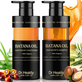 Dr. Healdy bouteille shampooing huile batana, soin fortifiant pour cheveux.