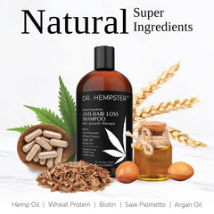 DR. HEMPSTER Biotine & Chanvre – flacon avec ingrédients naturels pour la croissance capillaire.