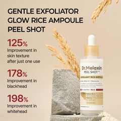 Texture exfoliante de Dr.Melaxin Peel Shot Glow pour peau plus lisse.