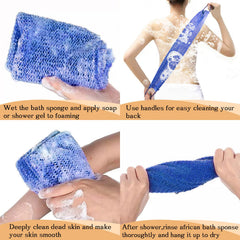 Éponge net africain Dr.Pedi avec mousse abondante pour lavage efficace.
