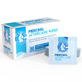 DR. PIERCING AFTERCARE lingettes, emballage 50 lingettes, pratique en déplacement.