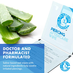 DR. PIERCING AFTERCARE lingettes solution saline compatible piercings sensibles.