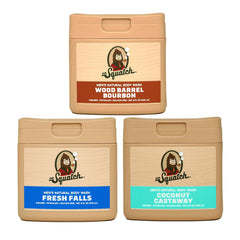 Dr. Squatch baril-bois bourbon — flacon mis en valeur, hydratation longue durée.
