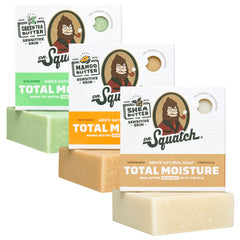 Dr. Squatch Savon Barre Total Hydratation sans parfum, idéal pour peau sensible.