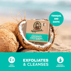 Dr. Squatch Savon Coco Castaway: emballage cadeau élégant pour offrir ce soin masculin.