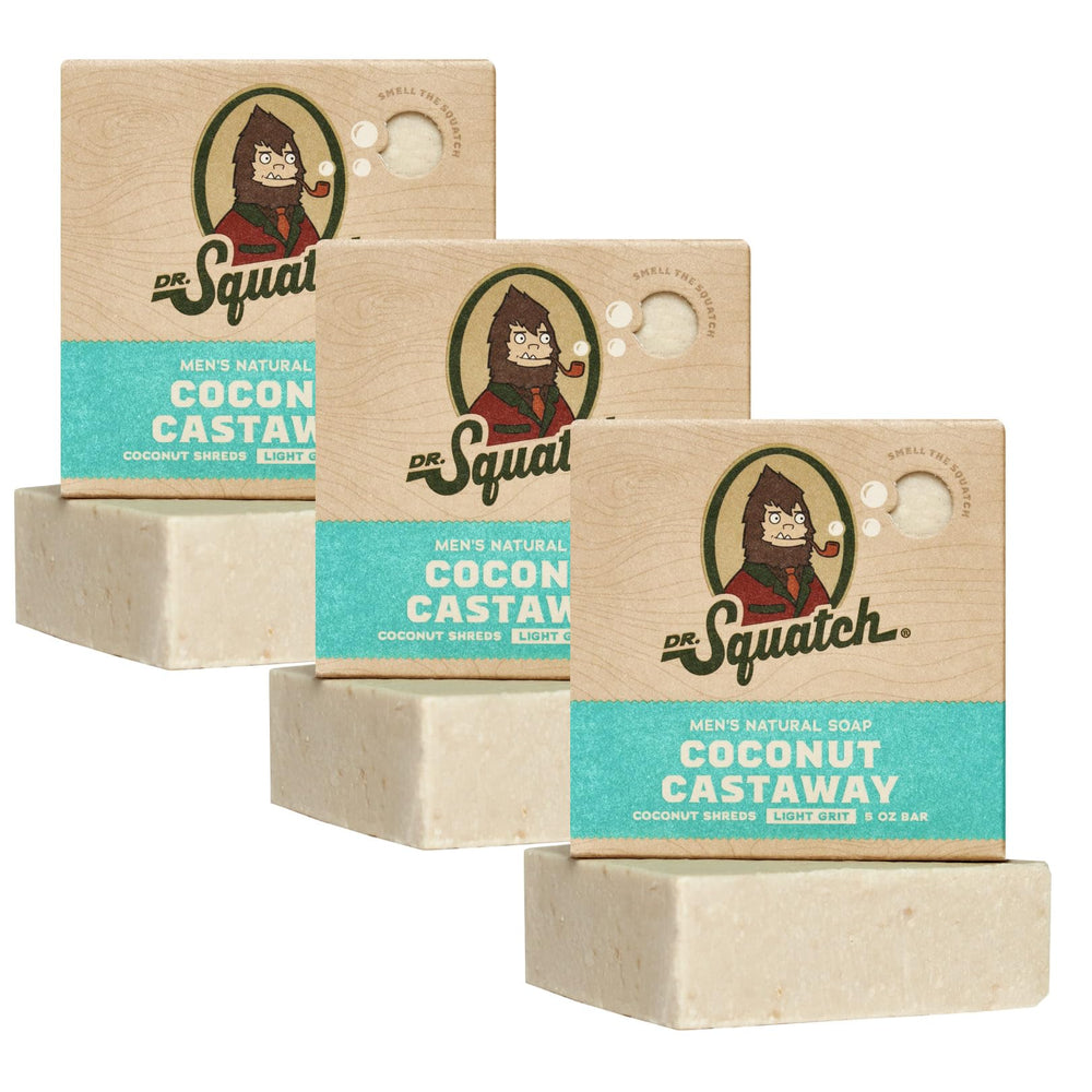 Dr. Squatch Savon Coco Castaway: texture crèmeuse pour une douche luxueuse et hydratante.