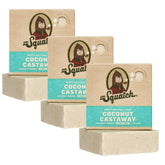 Dr. Squatch Savon Coco Castaway: texture crèmeuse pour une douche luxueuse et hydratante.