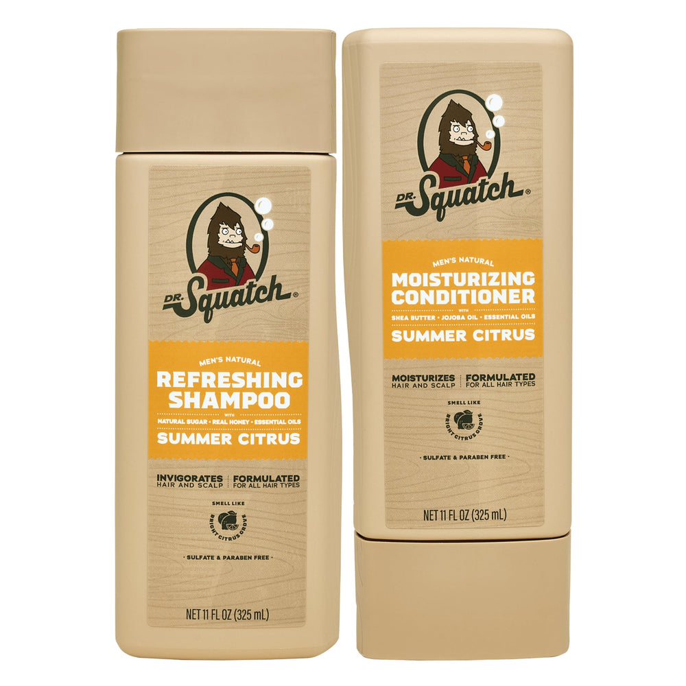 Dr. Squatch Shampoing Summer Citrus – bouteille avec arôme frais pour cheveux propres.