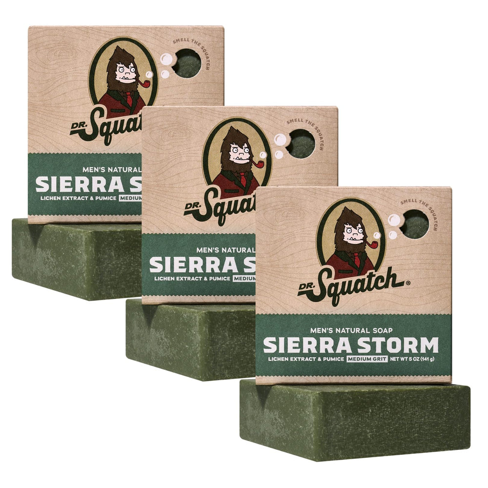 Dr. Squatch Sierra Storm : emballage attrayant du savon prêt à offrir.