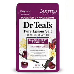 Bain moussant Dr Teal's cerise noire et vanille, parfum apaisant.