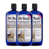 Dr Teal's bain mousse coco, ensemble de 3 bouteilles, hydratation et détente.