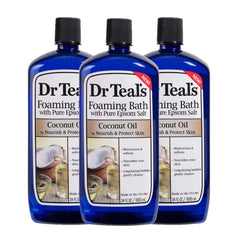 Dr Teal's bain mousse coco, ensemble de 3 bouteilles, hydratation et détente.