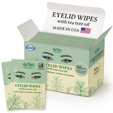 Lingettes Dr. Tom's Blends pour paupières et cils, nettoyage en douceur avec arbre à thé.