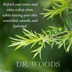 Dr. Woods Savon Castile à l'arbre à thé—texture légère pour le corps.