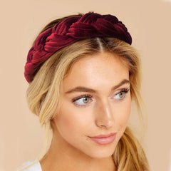 Bandeau velours tressé DRESHOW bleu, design croisé tendance pour sorties