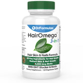 DrFormulas HairOmega – bouteille-pilules, soutien pratique de la croissance capillaire.