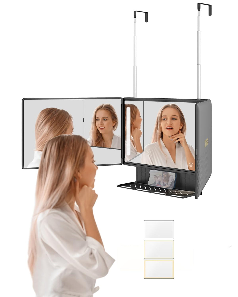 Miroir Dripex 3 voies avec étagère pour outils beauté