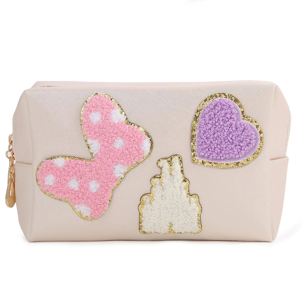 Pochette maquillage Dripykiaa Preppy Patch au design cartoon, idéale pour voyages et quotidien.