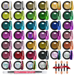 DRMODE poudre chrome miroir 40 couleurs : effet métallique durable sur les ongles