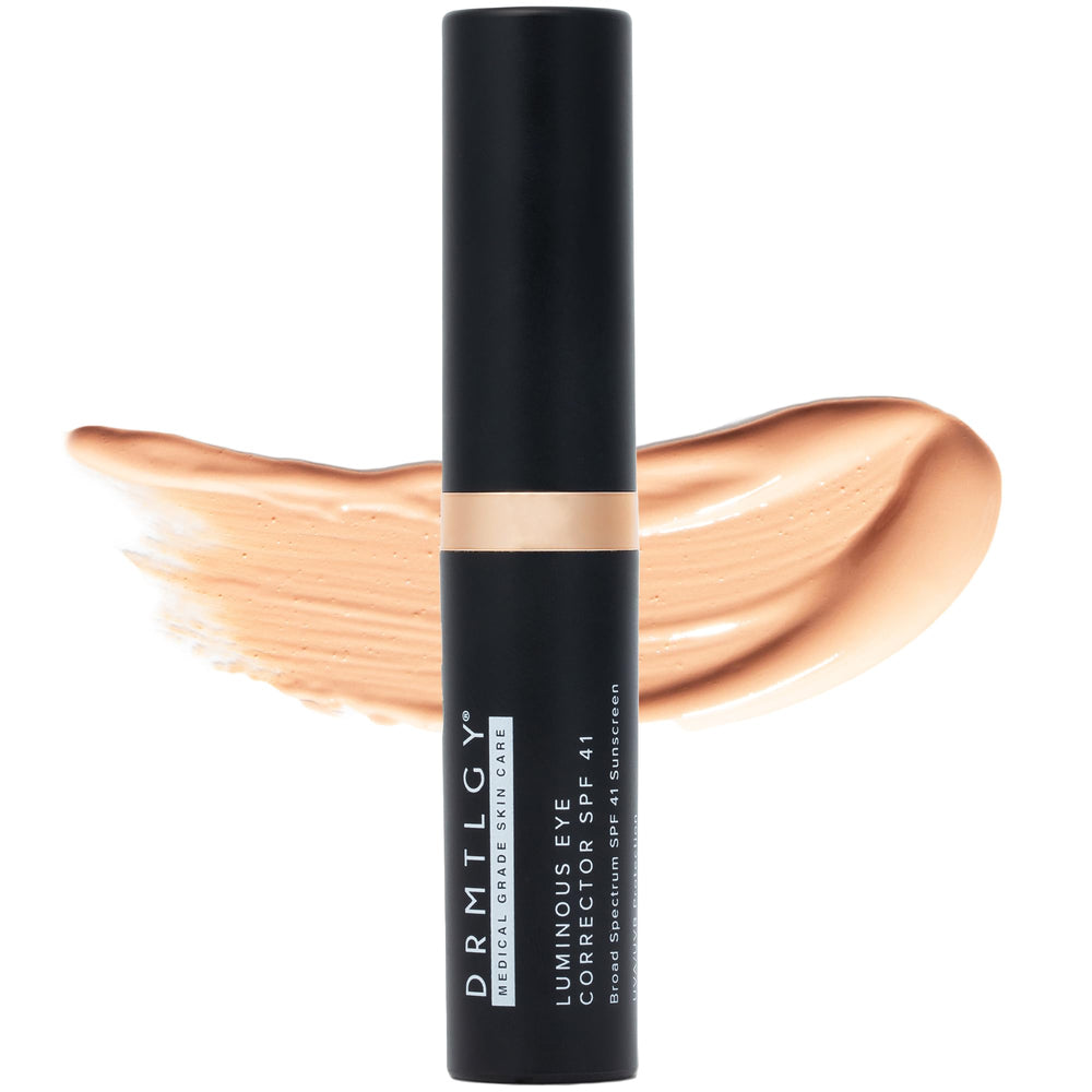 DRMTLGY Correcteur yeux lumineux SPF41 en flacon, apporte protection et correction des cernes.