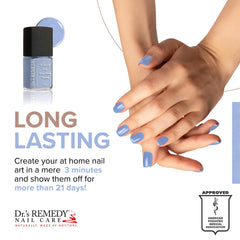 Dr. Remedy Enriched Nail Polish on nails in Periwinkle for natural manicure.