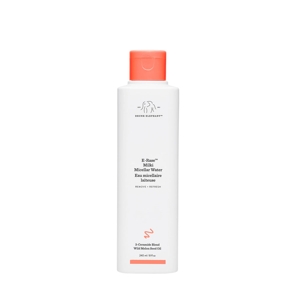 Drunk Elephant E-Rase lait micellaire dans une bouteille, démaquillage en douceur.