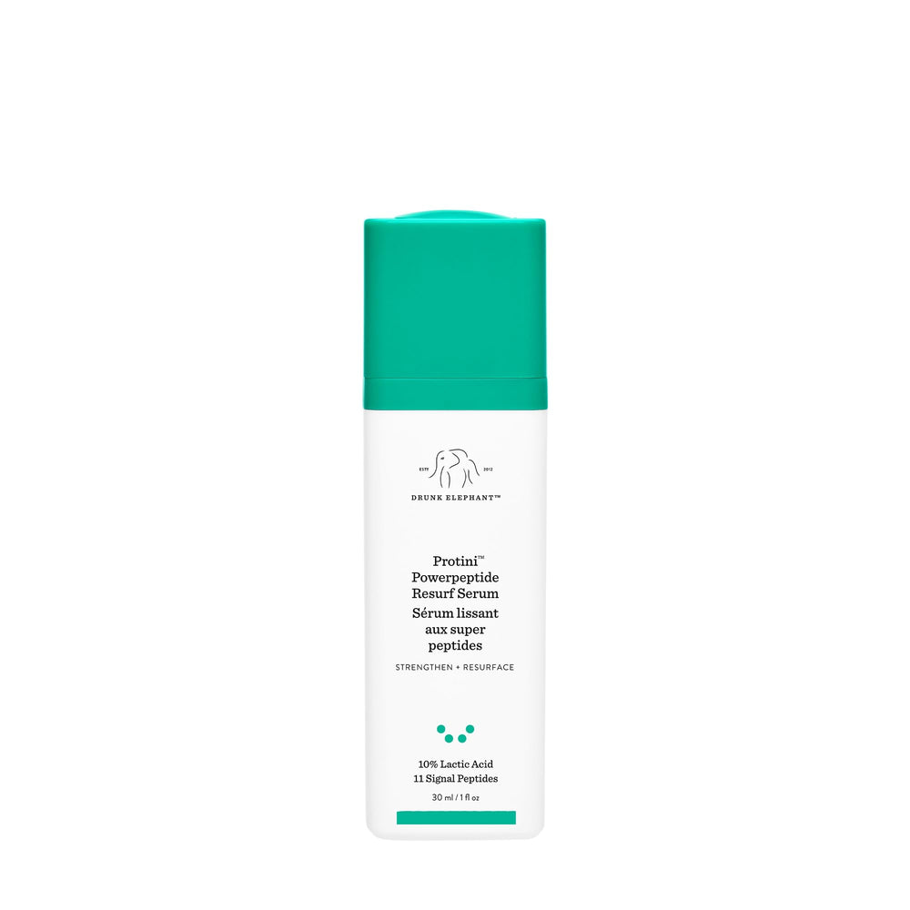 Sérum Protini Powerpeptide Resurf dans sa bouteille Drunk Elephant, exfoliation douce et renouvellement