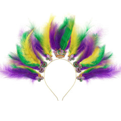 DTOFOOT bandeau Mardi Gras avec plumes violet-vert-or, prêt pour les défilés festifs