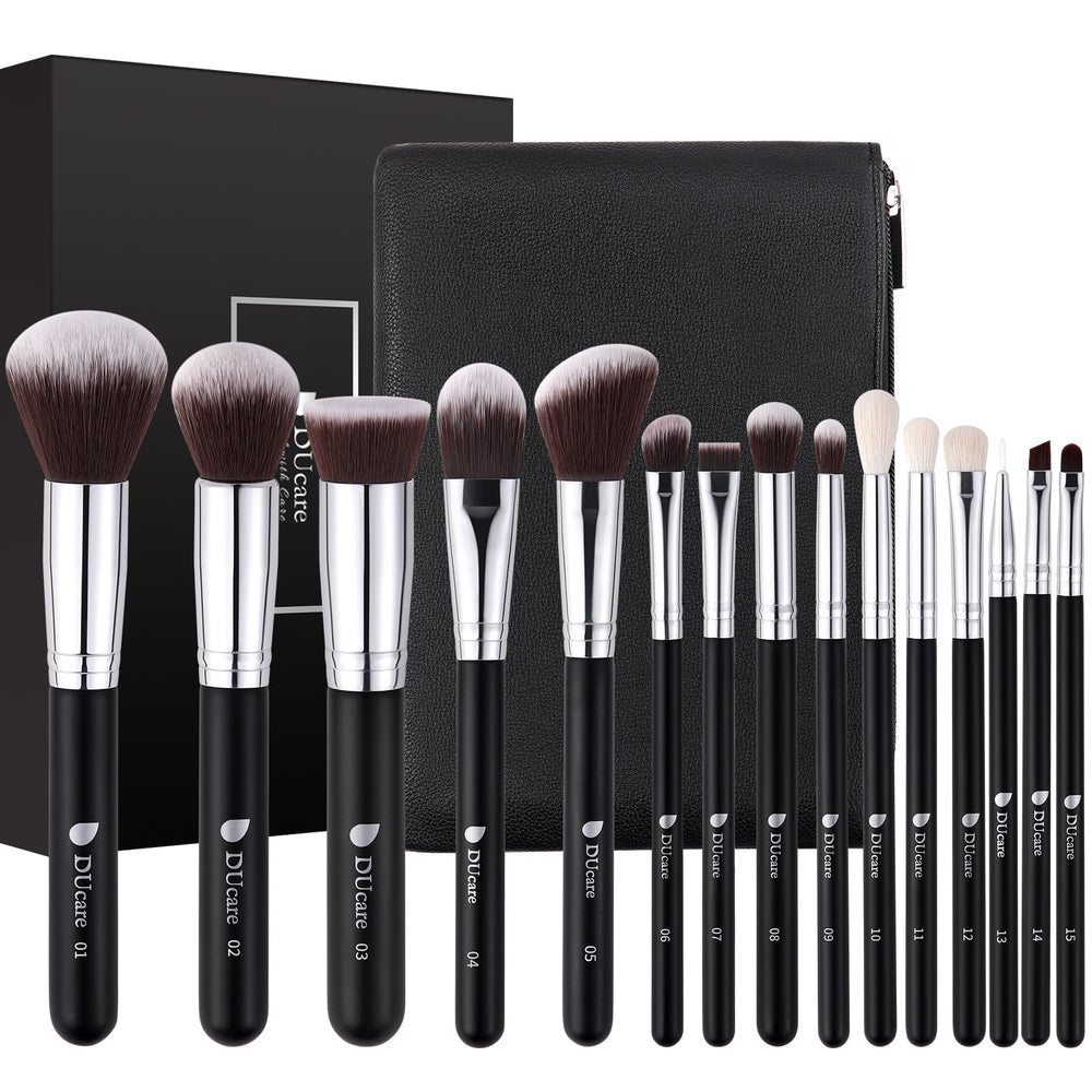 DUcare pinceaux maquillage Noël: ensemble 15 pièces dans un sac pratique pour voyage.
