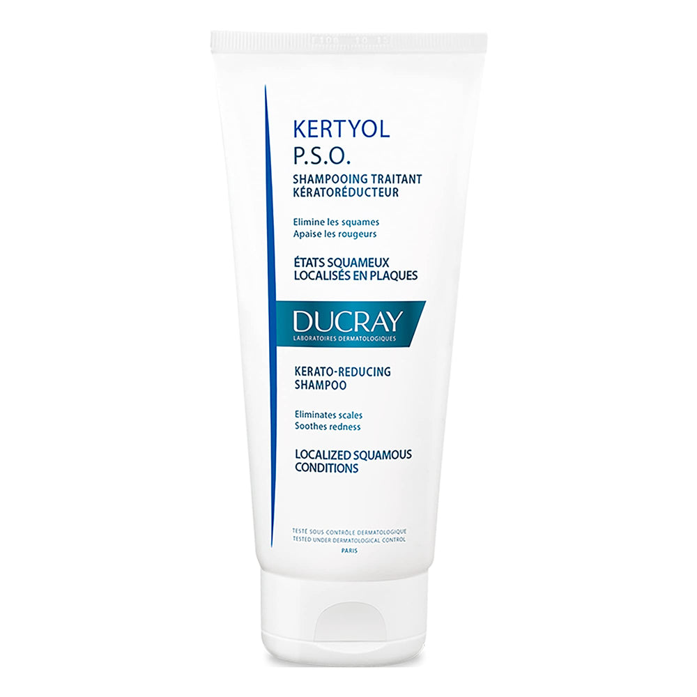 Ducray Kertyol P.S.O. Shampoing-flacon apaise le cuir chevelu.