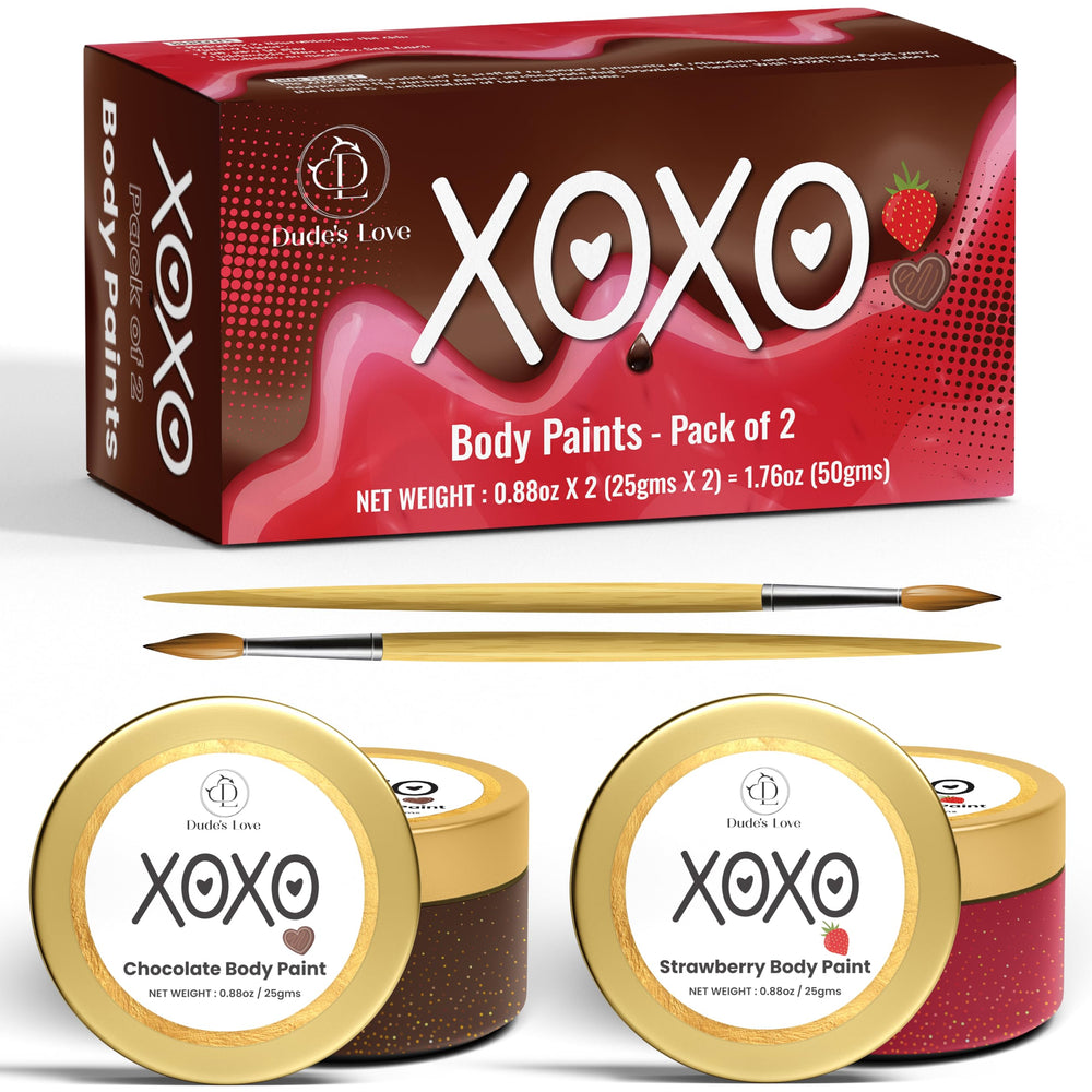 Coffret Saint-Valentin Dude's Love avec peintures comestibles fraise et chocolat.