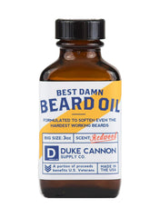 Baume barbe Duke Cannon redwood dans son tin, démêlage.