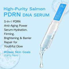 Sérum Dumie saumon DNA PDRN en application visage pour démarrer le rituel beauté.