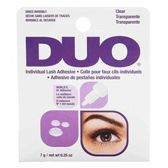 DUO adhésif cils individuels transparent, adhérence discrète et durable.