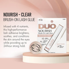 DUO Nourish Brush-On Clear Lash Glue, peptides et biotine pour le soin des cils.