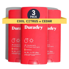 Duradry anti-transpirant stick citron et cèdre, protection durable contre la sueur.