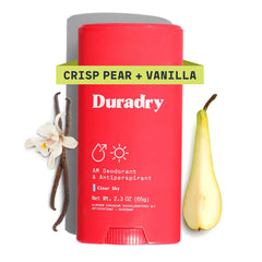 Duradry Ciel Clair bouteille poire-vanille, parfum frais et protection durable.