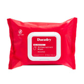 Lingettes antiperspirantes Duradry dans l'emballage, pratique pour le voyage et usage quotidien.