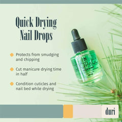 Goutte appliquée sur l’ongle pour accélérer le séchage.