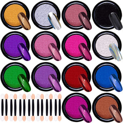 Duufin Poudre Chrome ensemble de 14 pots pour un effet miroir sur les ongles